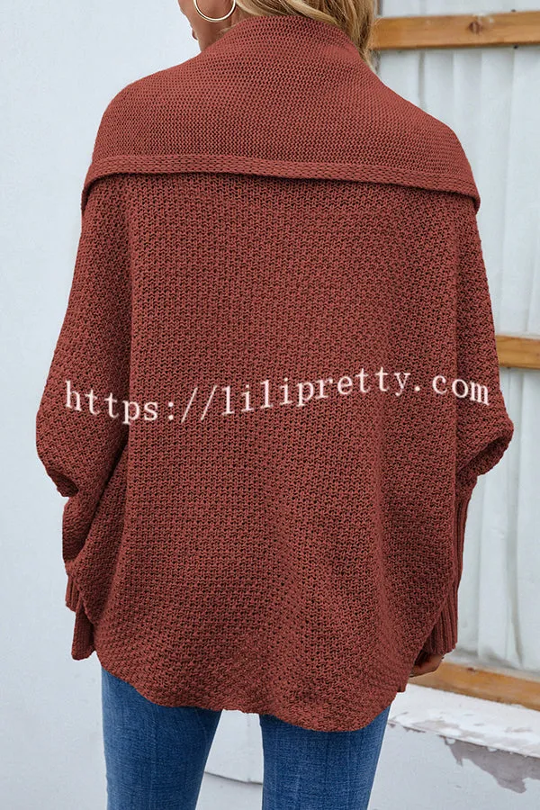 FIDOVIT Solid Round Neck Dolman Sleeve Cardigan