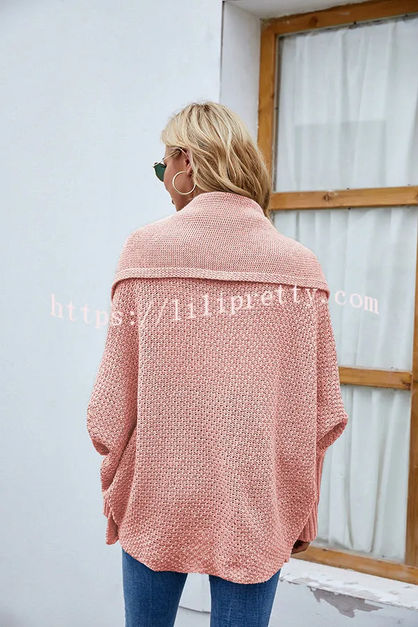 FIDOVIT Solid Round Neck Dolman Sleeve Cardigan