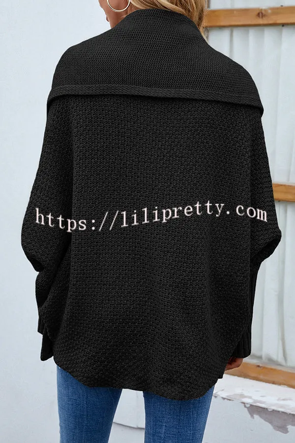 FIDOVIT Solid Round Neck Dolman Sleeve Cardigan