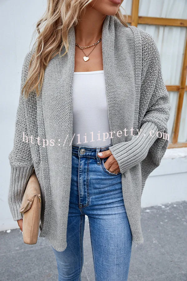 FIDOVIT Solid Round Neck Dolman Sleeve Cardigan