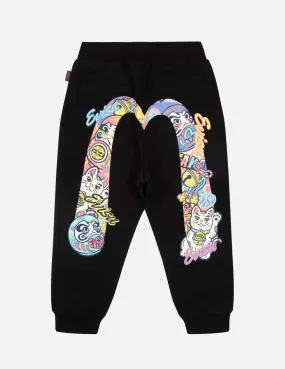 Fortune Cat and Daruma-pattern Daicock Print Sweatpants