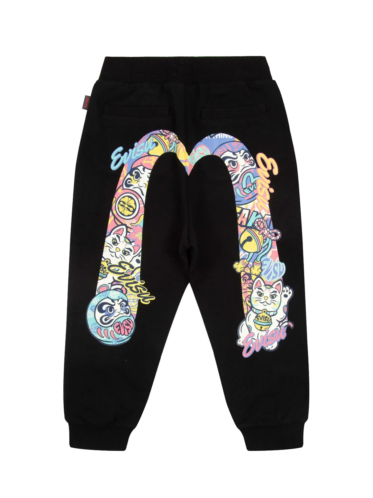 Fortune Cat and Daruma-pattern Daicock Print Sweatpants