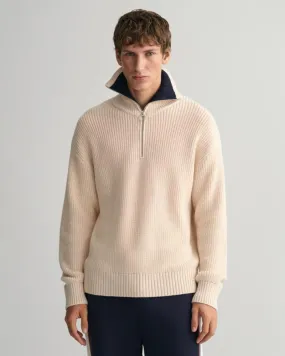 Gant Apparel Mens D2. RIB HALFZIP 116/LINEN