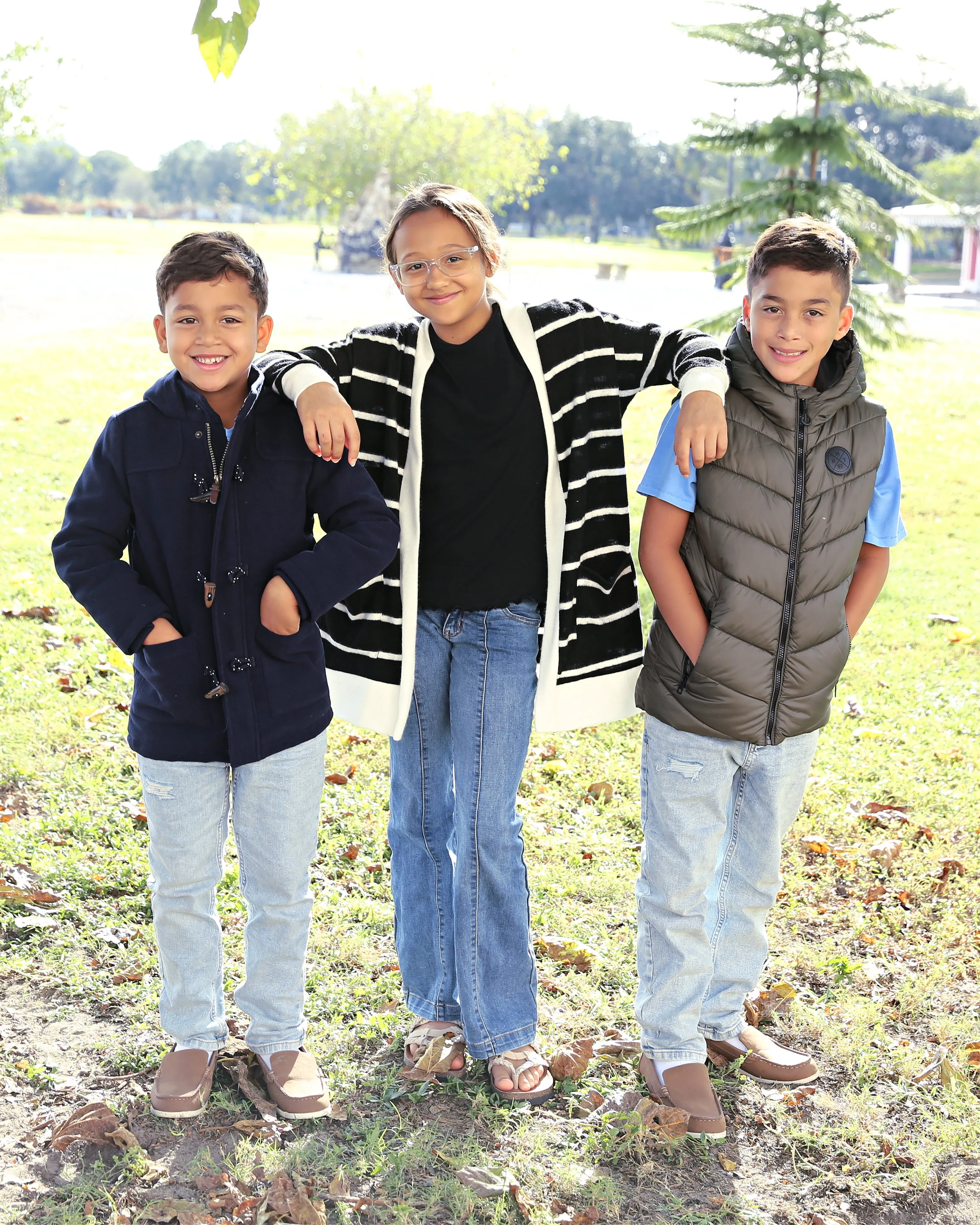 Girls’ Casual Cardi in Black & White Stripes