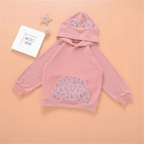 Girls Hooded Long Sleeve Leopard Cute Top Girl T Shirts Wholesale