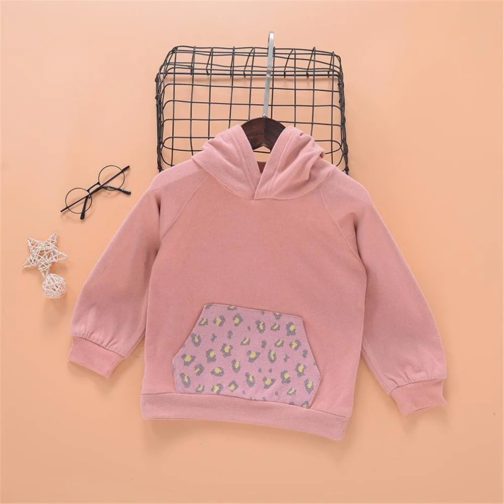 Girls Hooded Long Sleeve Leopard Cute Top Girl T Shirts Wholesale