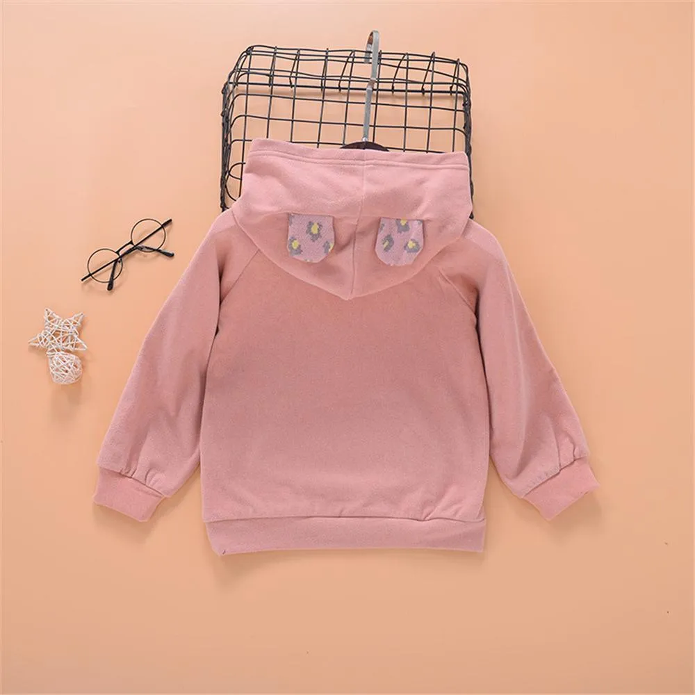 Girls Hooded Long Sleeve Leopard Cute Top Girl T Shirts Wholesale