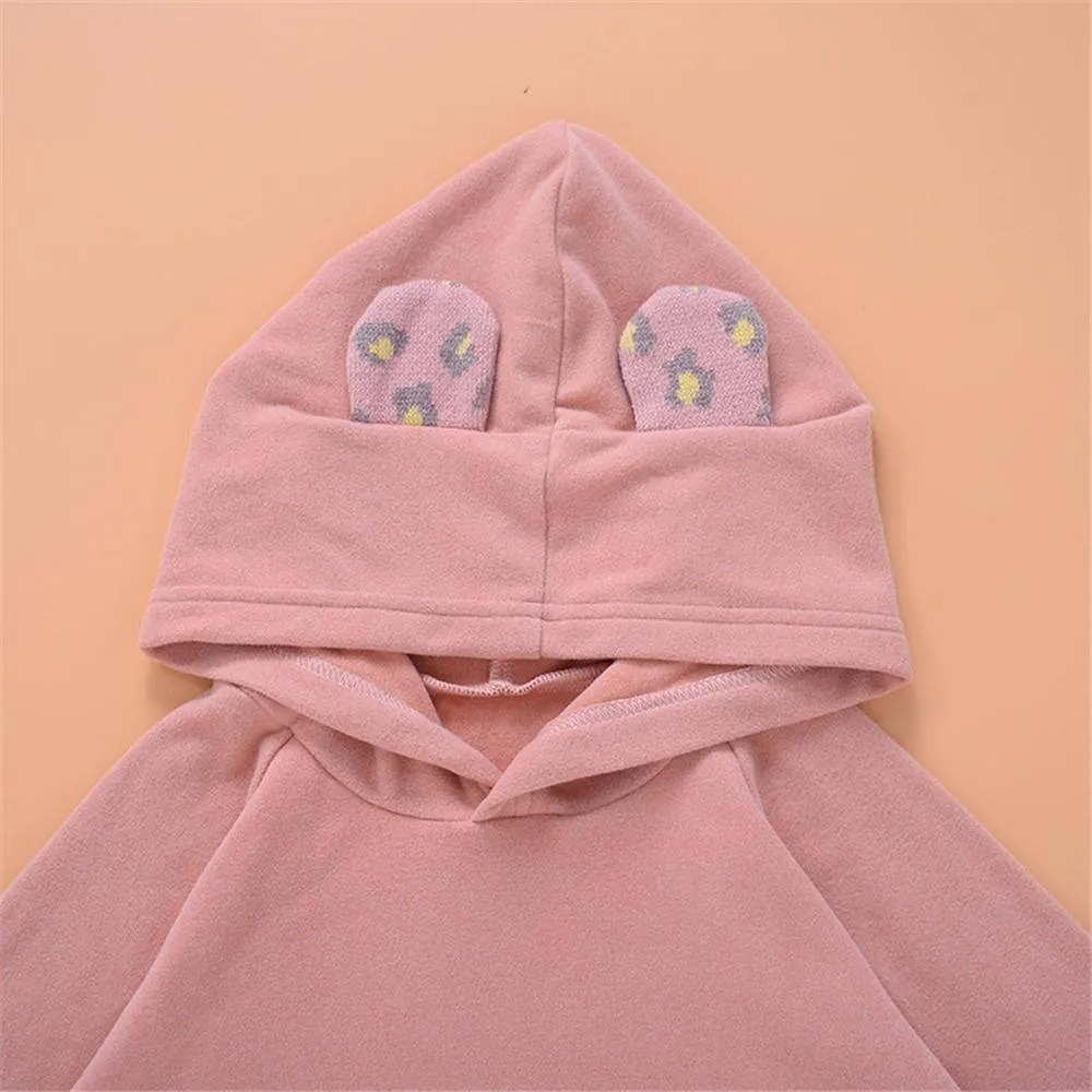 Girls Hooded Long Sleeve Leopard Cute Top Girl T Shirts Wholesale