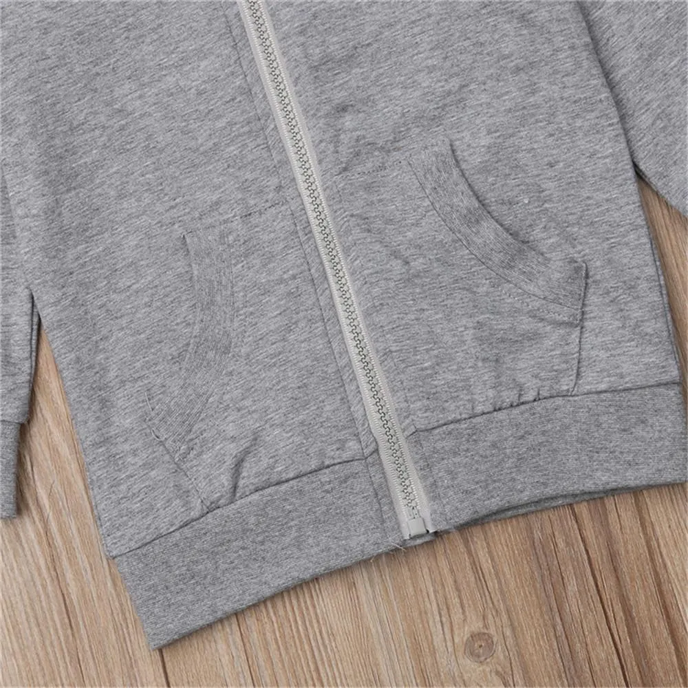 Girls Solid Shark Hooded Long Sleeve Jackets