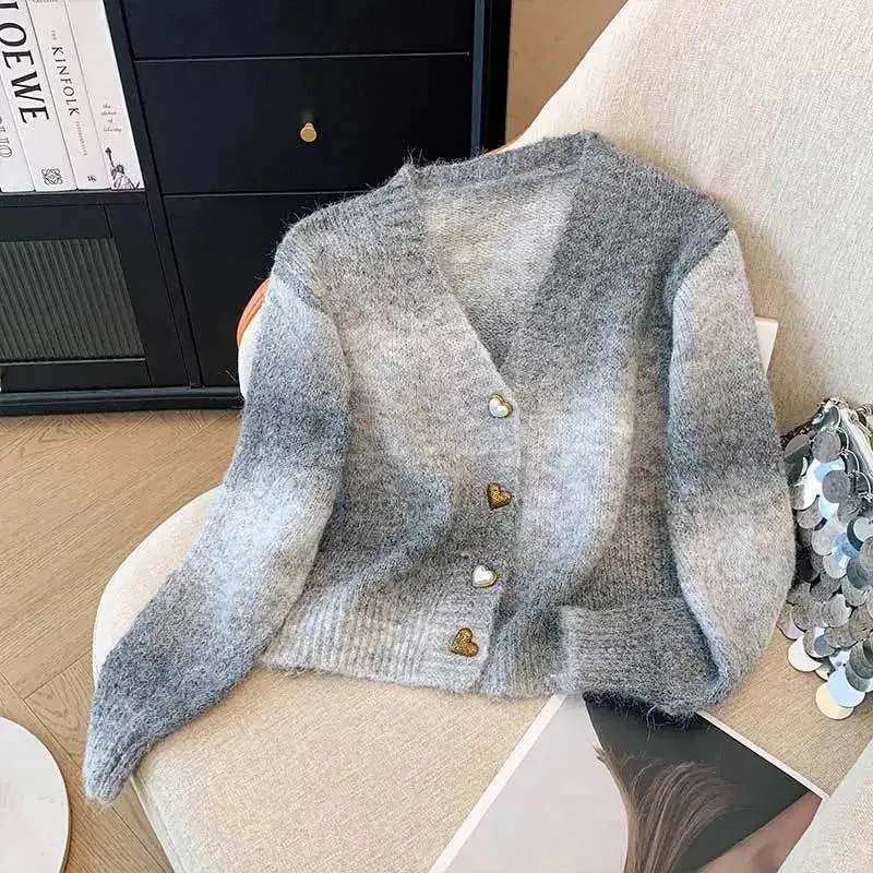 Gradient Pad Design Cardigan Sweaters For Women - Ailime Designs