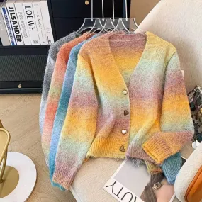 Gradient Pad Design Cardigan Sweaters For Women - Ailime Designs