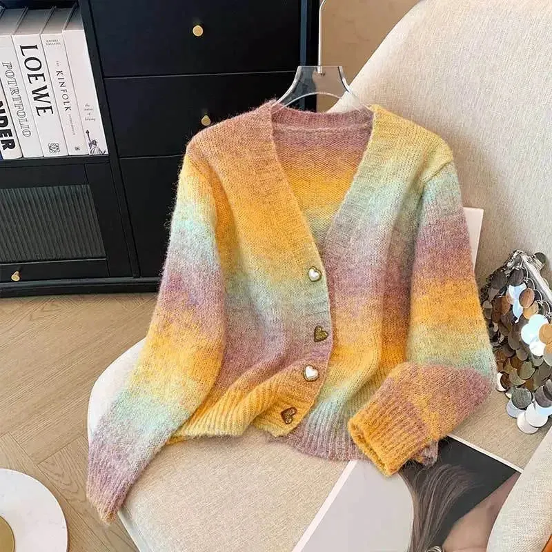 Gradient Pad Design Cardigan Sweaters For Women - Ailime Designs