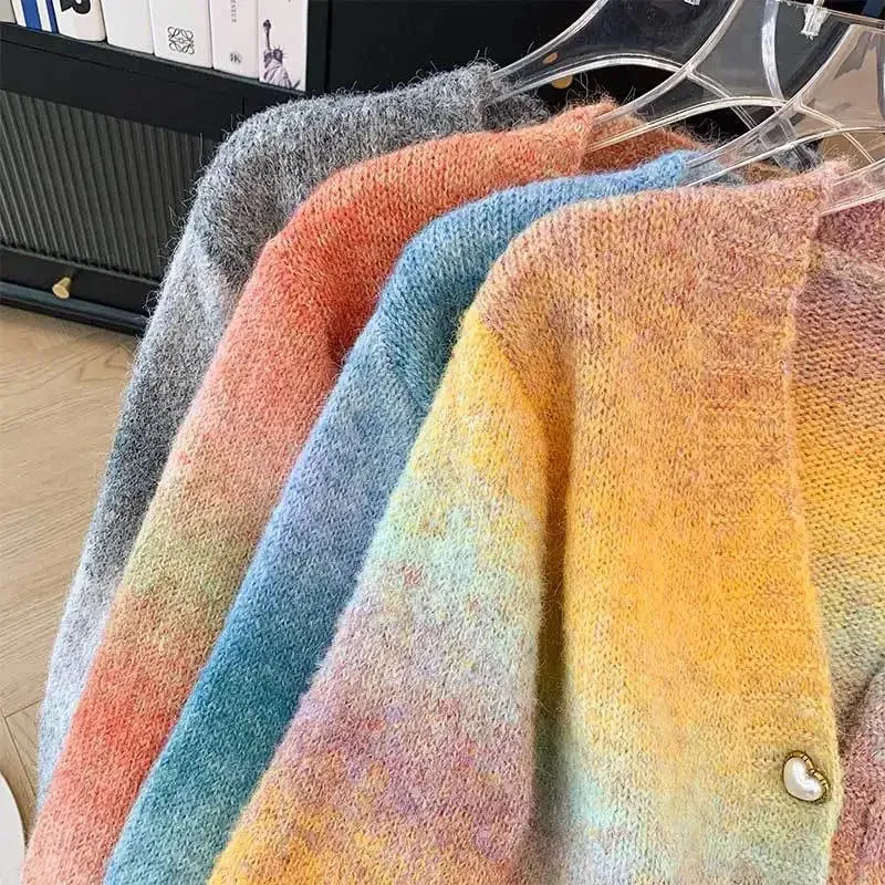 Gradient Pad Design Cardigan Sweaters For Women - Ailime Designs