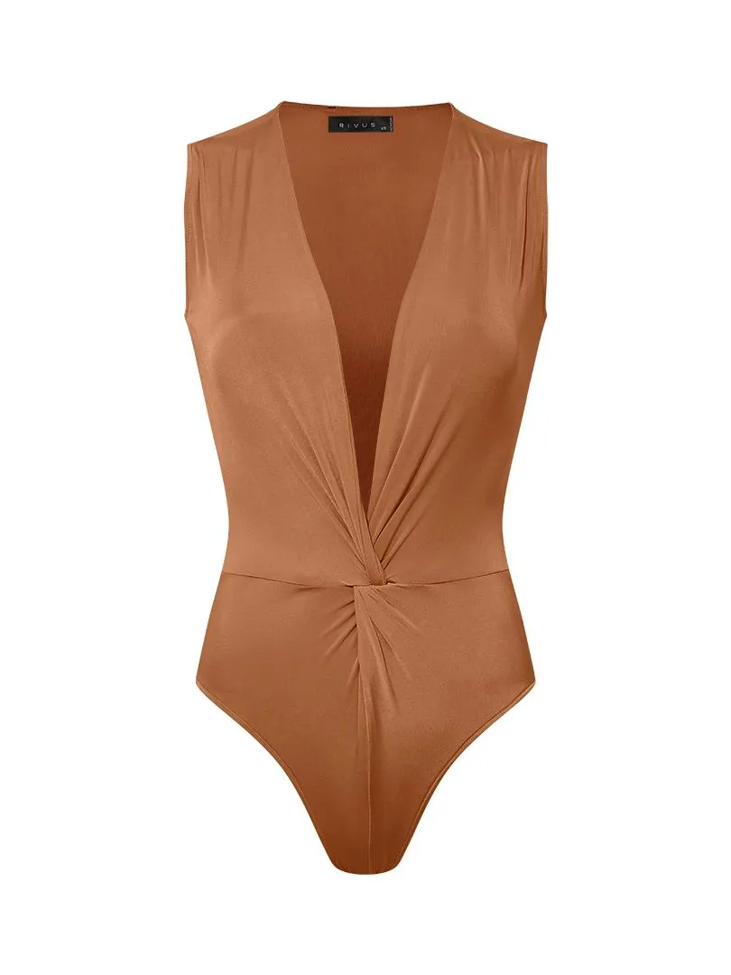 Iconic Sleeveless Bodysuit with Snaps - Tan