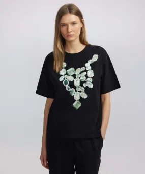Ipekyol Printed And Embroidered T-Shirt Black