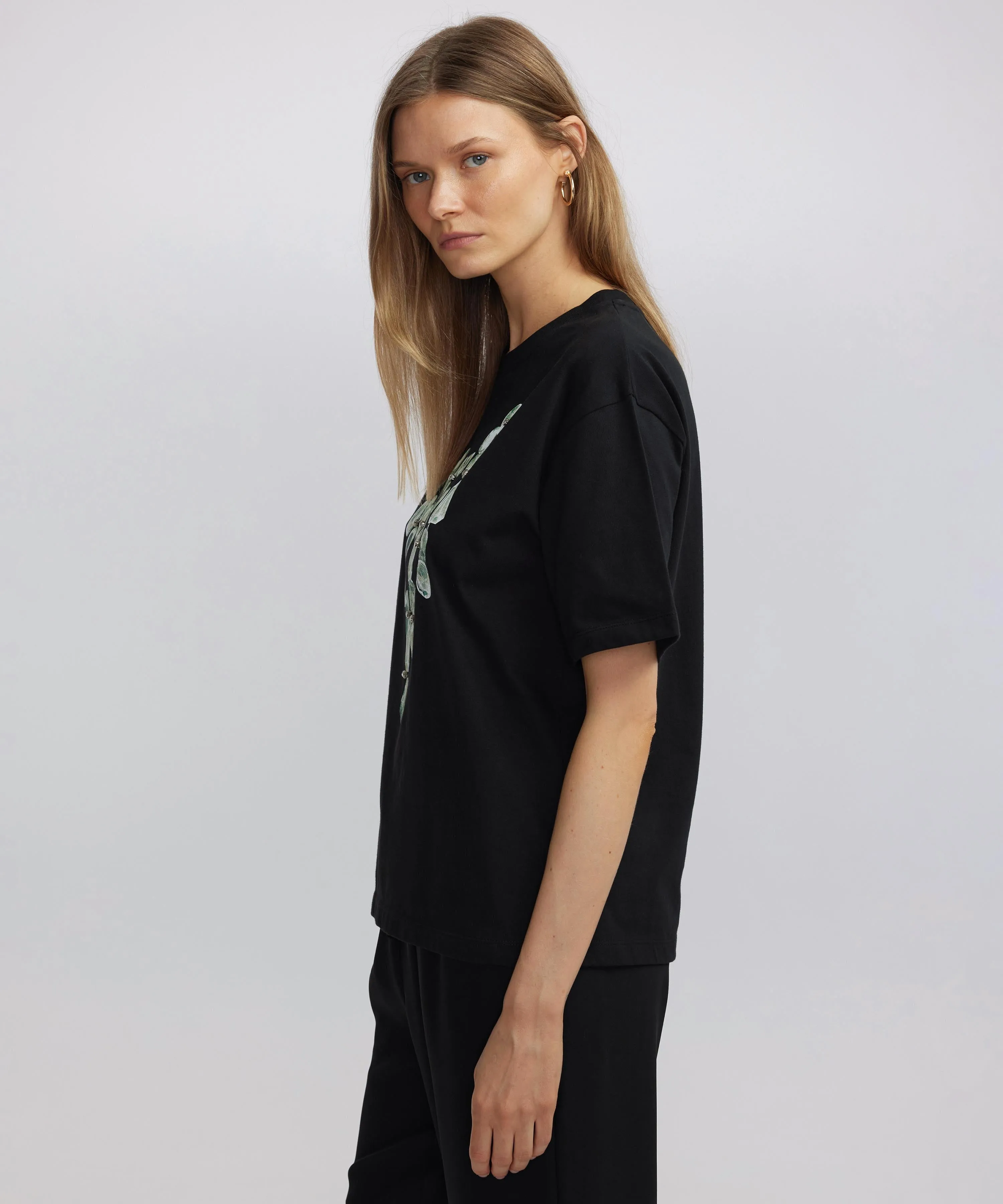 Ipekyol Printed And Embroidered T-Shirt Black