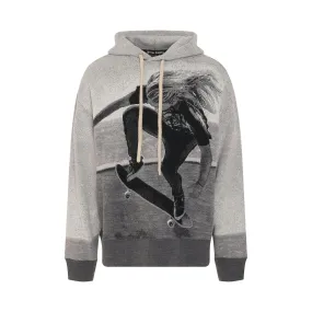 Jacquard Skater Hooded Sweater in Melange Grey