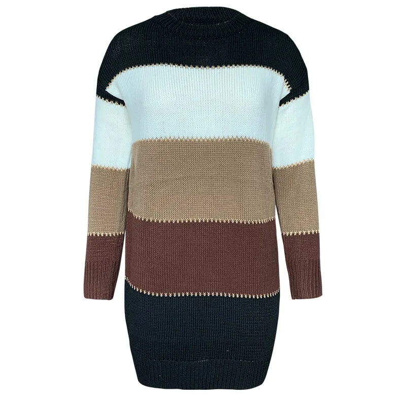Knitted Colorblock Sweater Dress