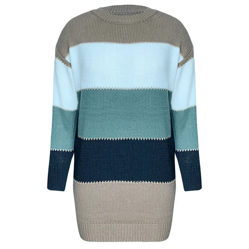 Knitted Colorblock Sweater Dress