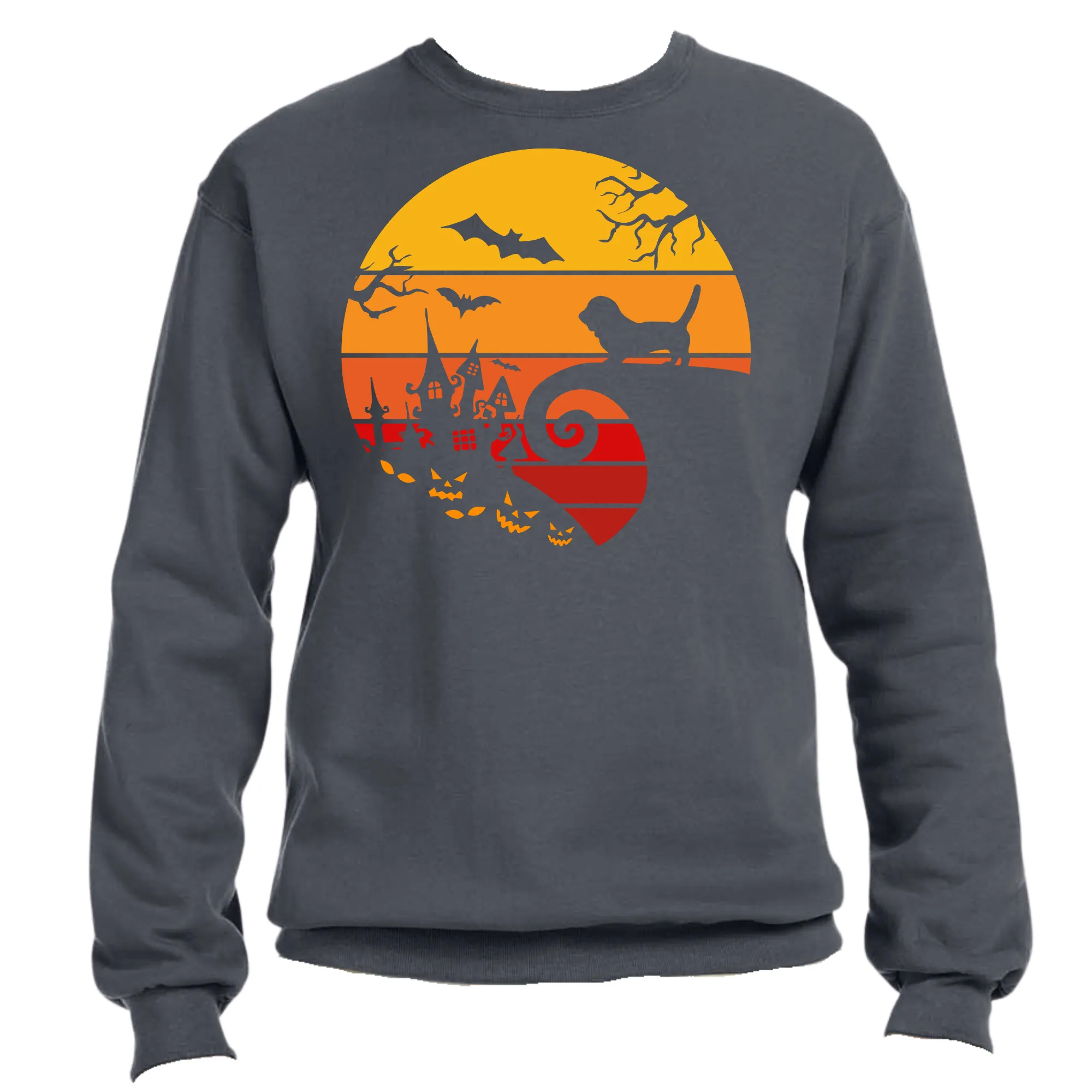 Lion Haunted House Unisex Halloween Sweater – Cozy Fit, Spooky & Fierce Vibes