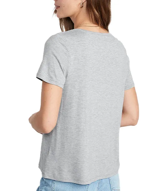 Luxe V-Neck T-Shirt for Women B12B Medium Heather Gray