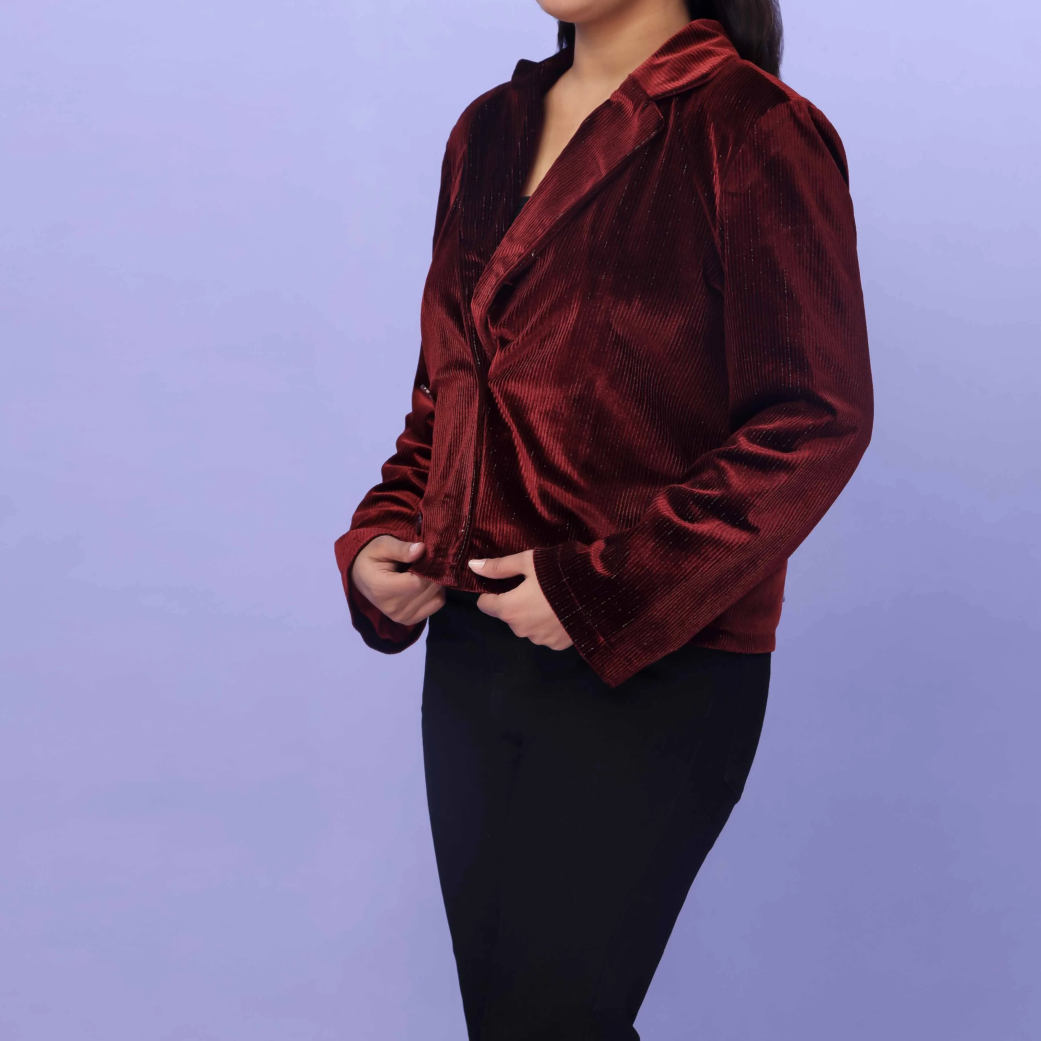 Maroon Velvet Jacket PW4274