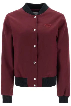 men's bordeaux wool teddy jacket with fox embroidery NW02110WT0032 REDSTAR