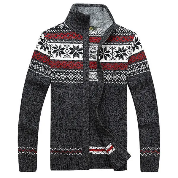 Mens Casual Cardigans Zipper Sweatercoat