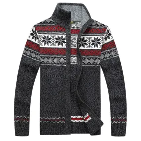 Mens Casual Cardigans Zipper Sweatercoat