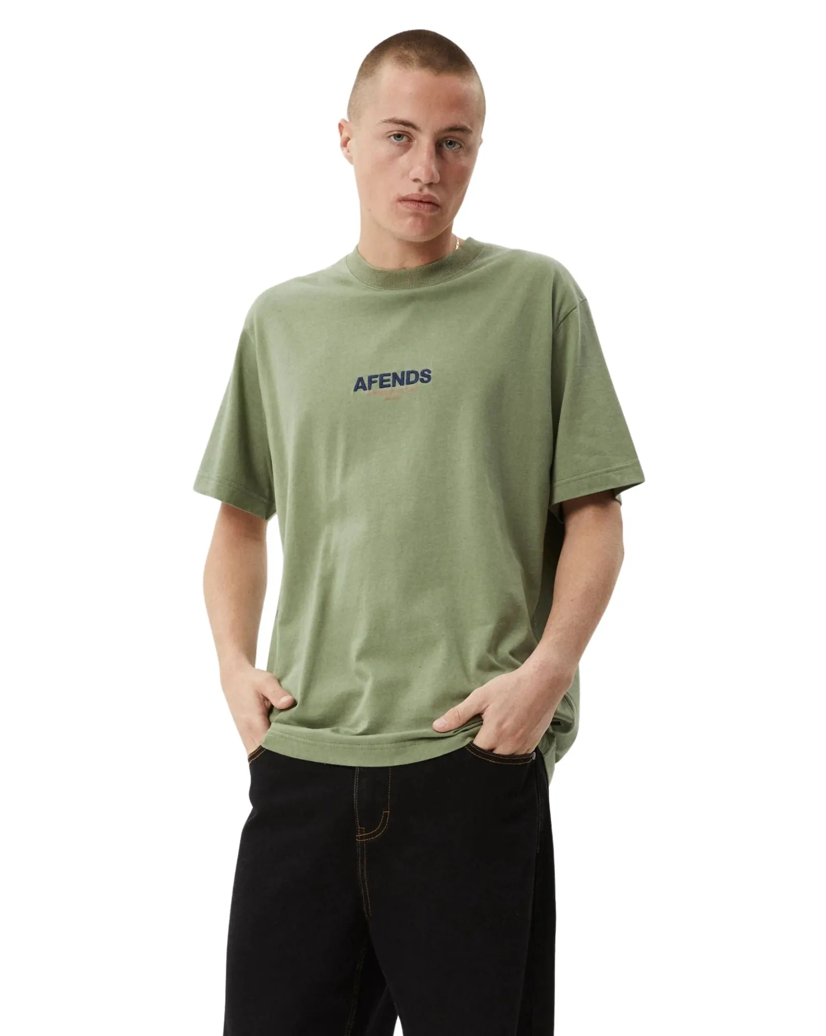 Mens Vinyl Retro Fit Tee - Oil Green