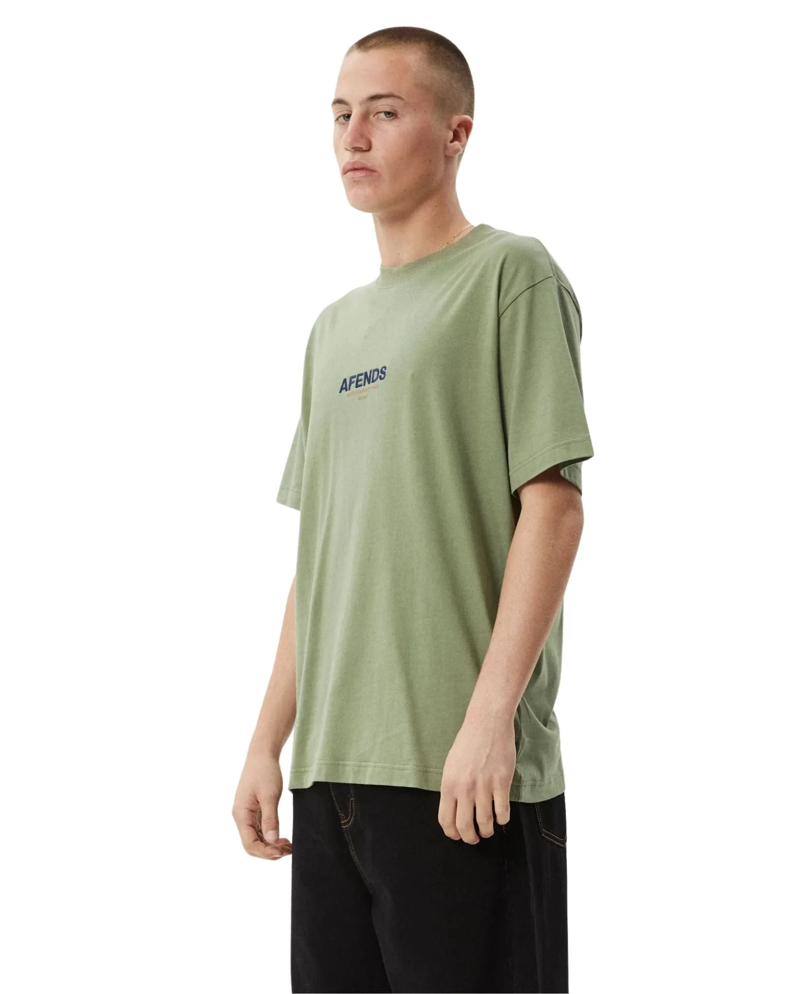 Mens Vinyl Retro Fit Tee - Oil Green