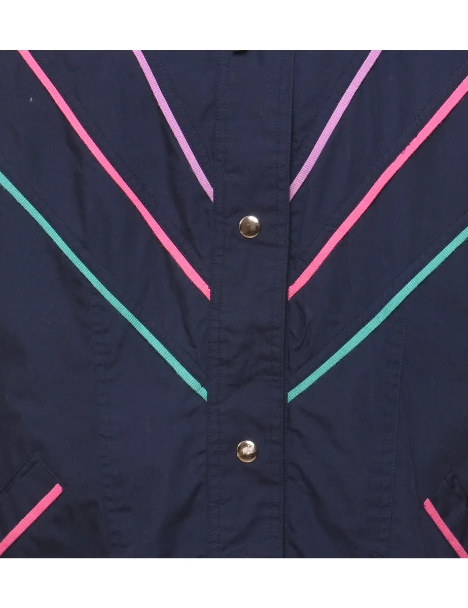 Navy & Pink Contrast Classic Jacket - L