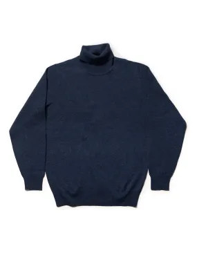 NAVY LAMBSWOOL TURTLE NECK SWEATER