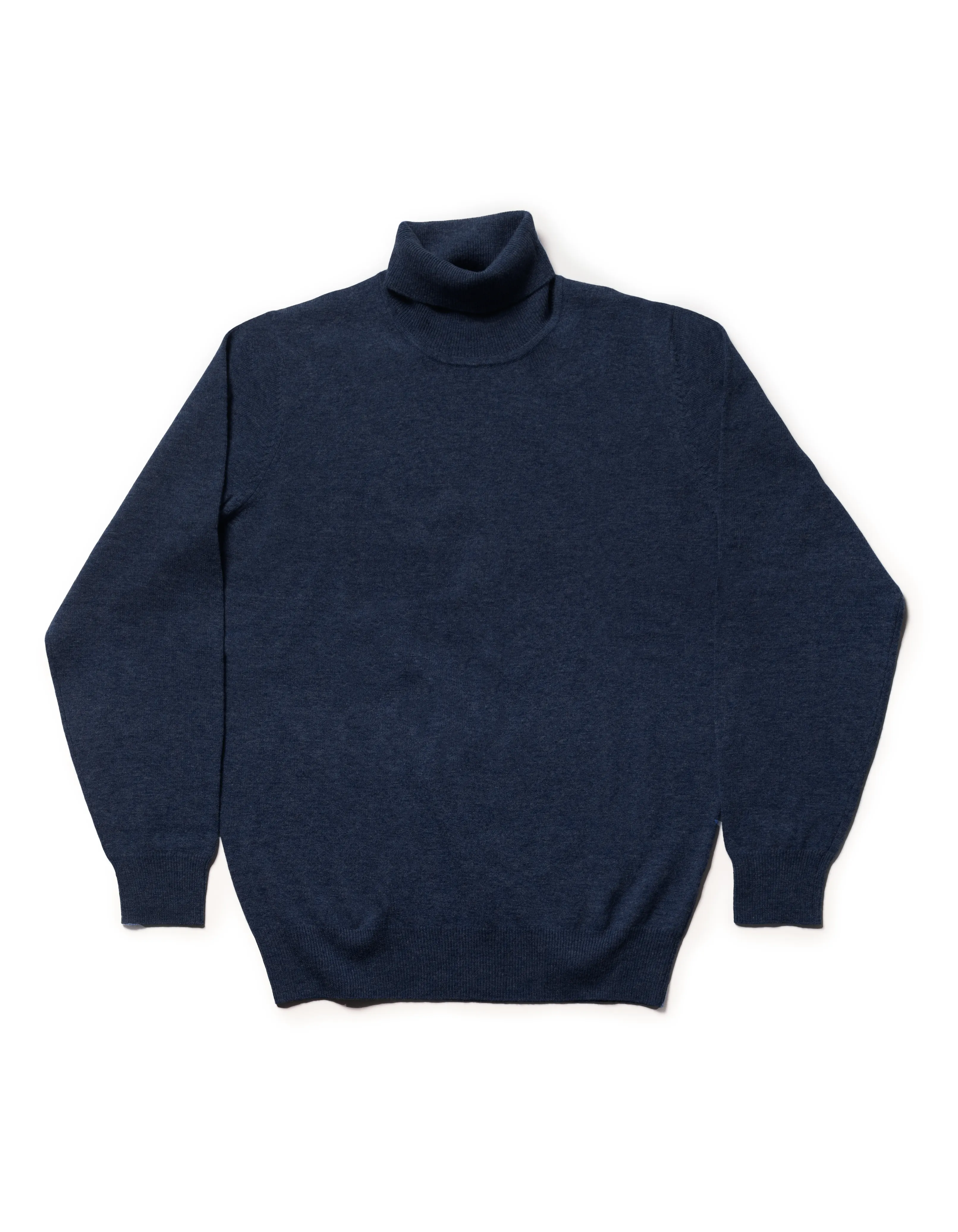 NAVY LAMBSWOOL TURTLE NECK SWEATER