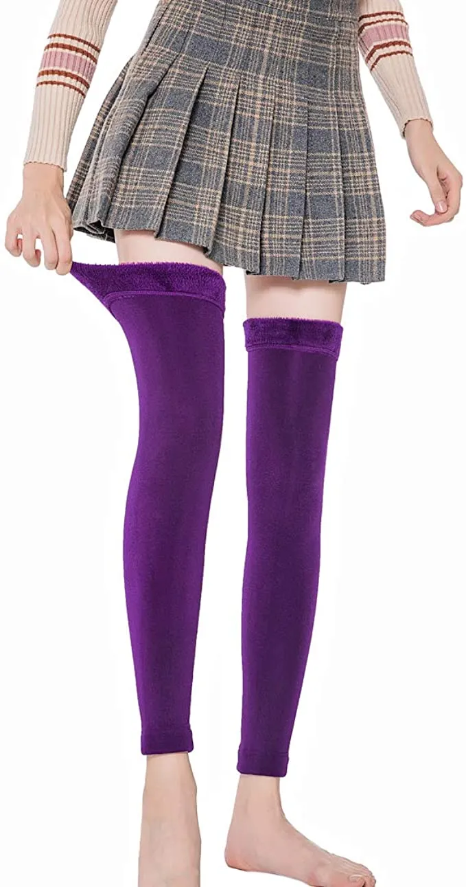 New Romastory Womens Over Knee Leg Warmers Fleece Lined, Purple, Fits S/M/L! Also great for Dance!