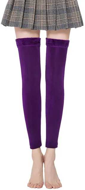New Romastory Womens Over Knee Leg Warmers Fleece Lined, Purple, Fits S/M/L! Also great for Dance!
