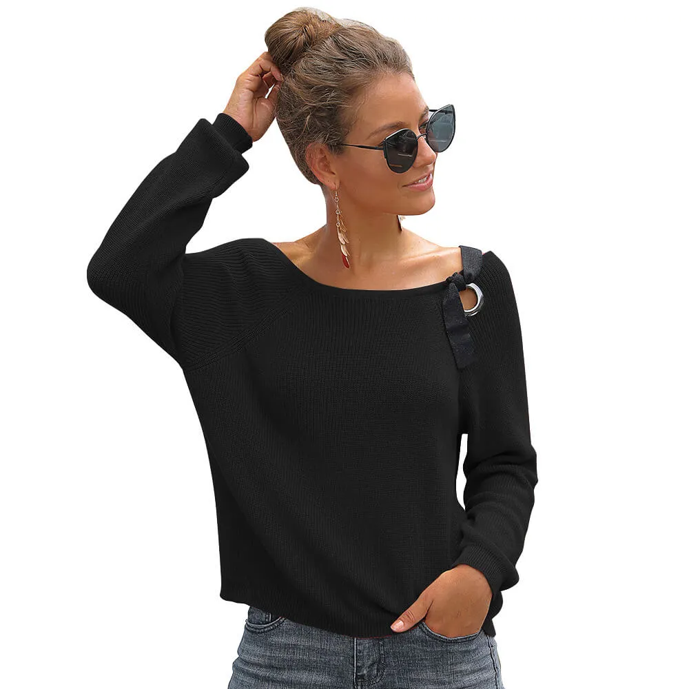 Off-the-Shoulder Cropped Women Sweater