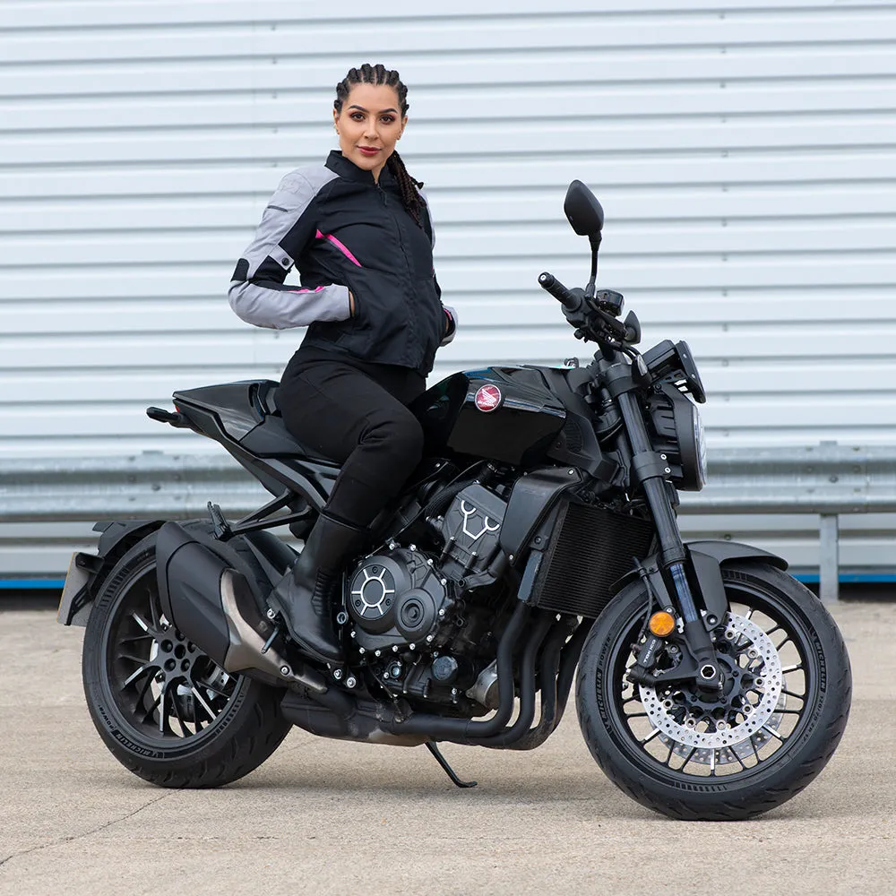 Oxford Iota 1.0 Air Women's Jacket Black Grey & Pink Stylish & Protective Riding Gear