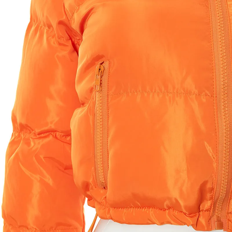 Puffer Jacket Womens Casual Long Sleeve Zip Up Winter Short Down Coat