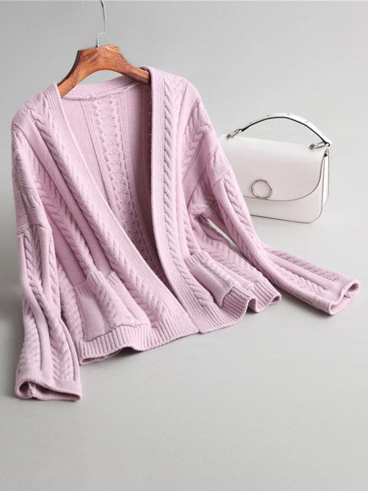 Pure Color Pocket Casual Cardigans