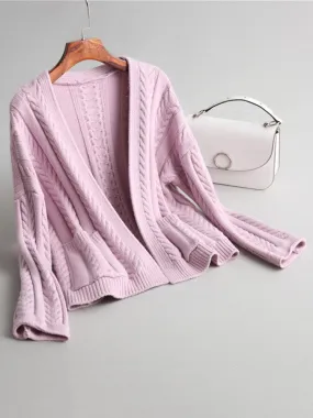 Pure Color Pocket Casual Cardigans