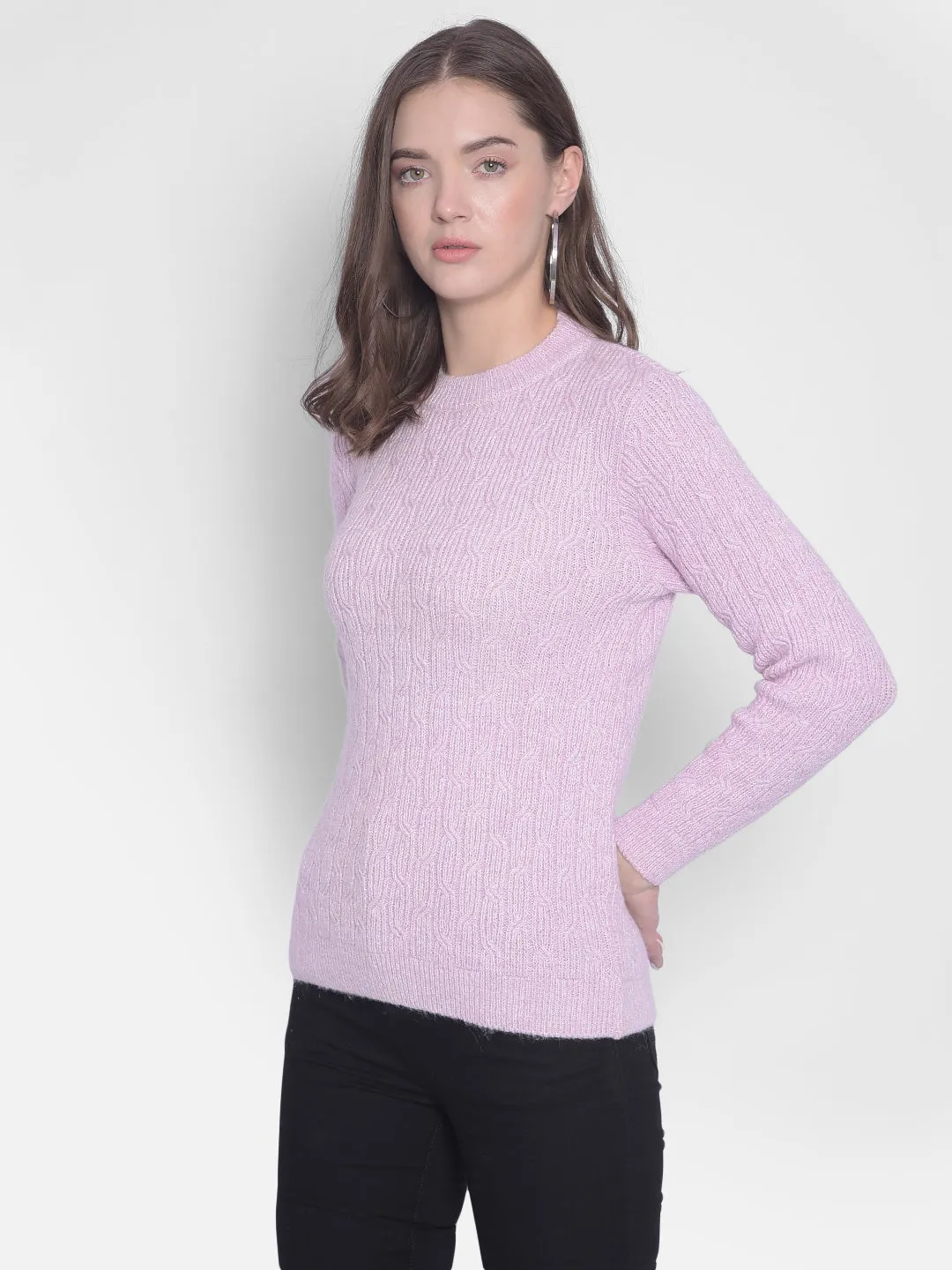 Purple Round Neck Sweaters