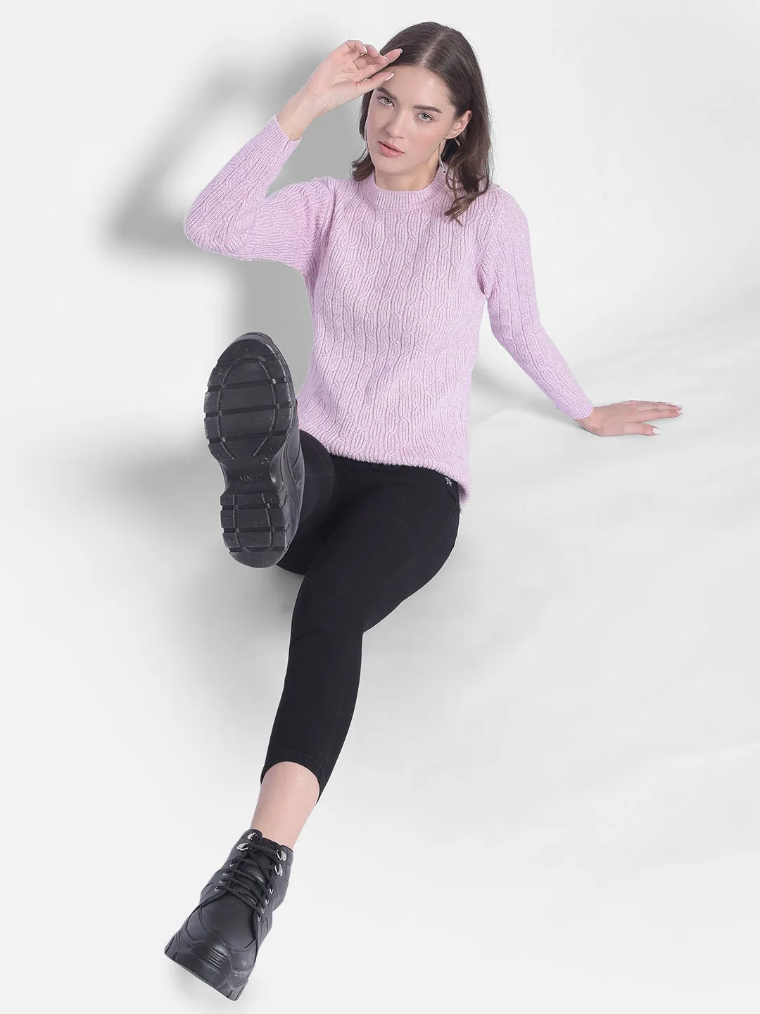Purple Round Neck Sweaters