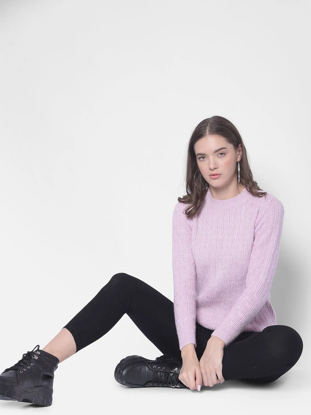 Purple Round Neck Sweaters