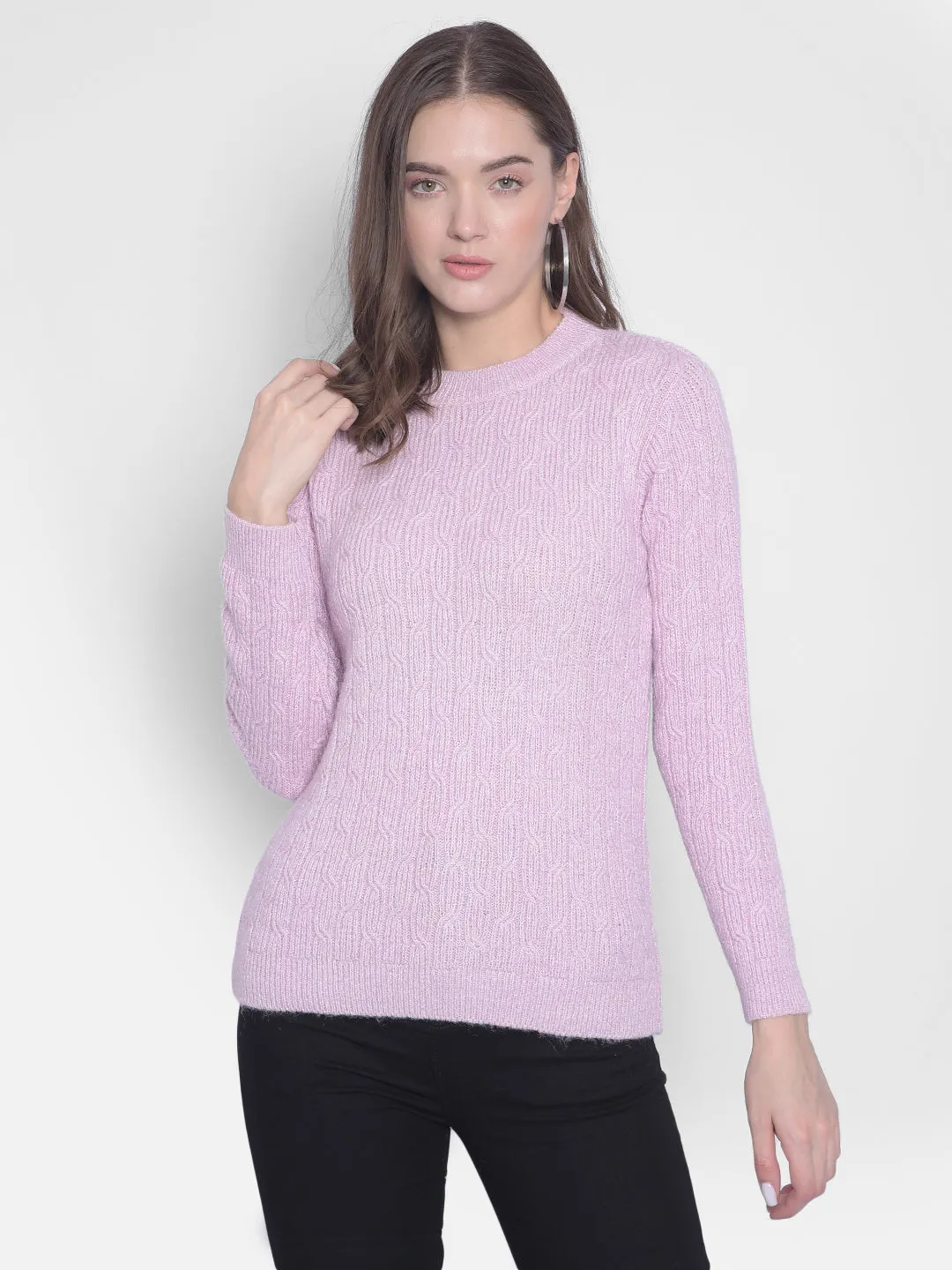 Purple Round Neck Sweaters
