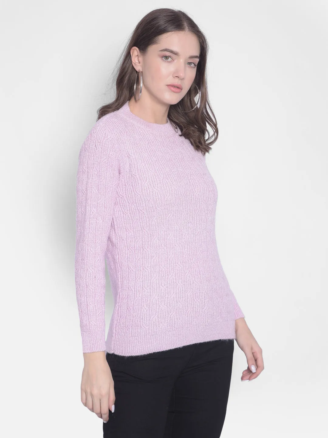 Purple Round Neck Sweaters
