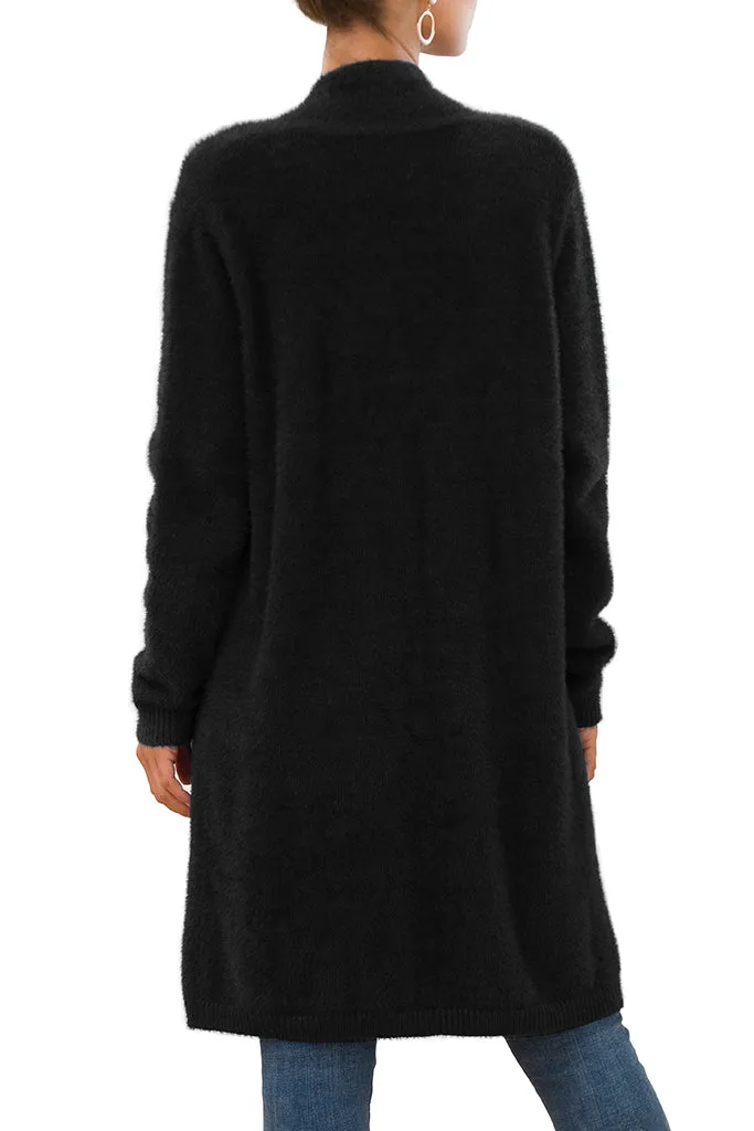 Solid Casual Front Knit Cardigans  Plush with Pockets