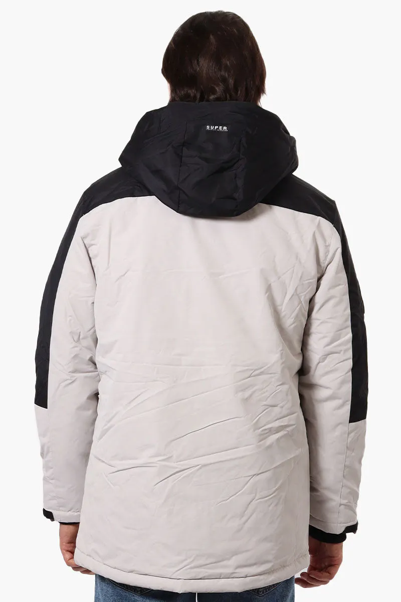 Super Triple Goose Faux Fur Lined Hood Parka Jacket - Stone