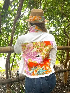The White Denim Jacket / Pink Giraffe