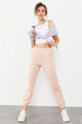 TMY Pink Pocket High Waist Comfortable Fit Elastic Cuff Women's Sweatpants - 94583 - Acapulco de Juárez